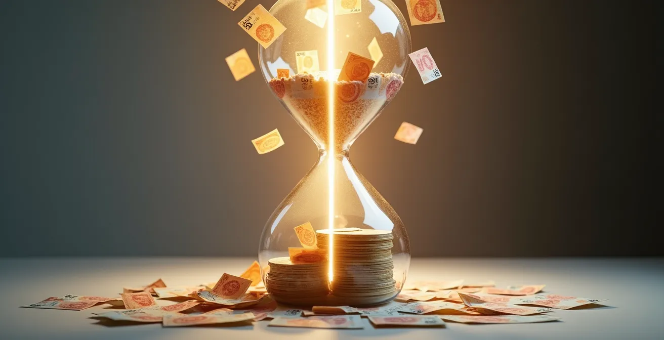 Visualisierung des automatischen Sparprozesses mit Dauerauftrag am Monatsbeginn