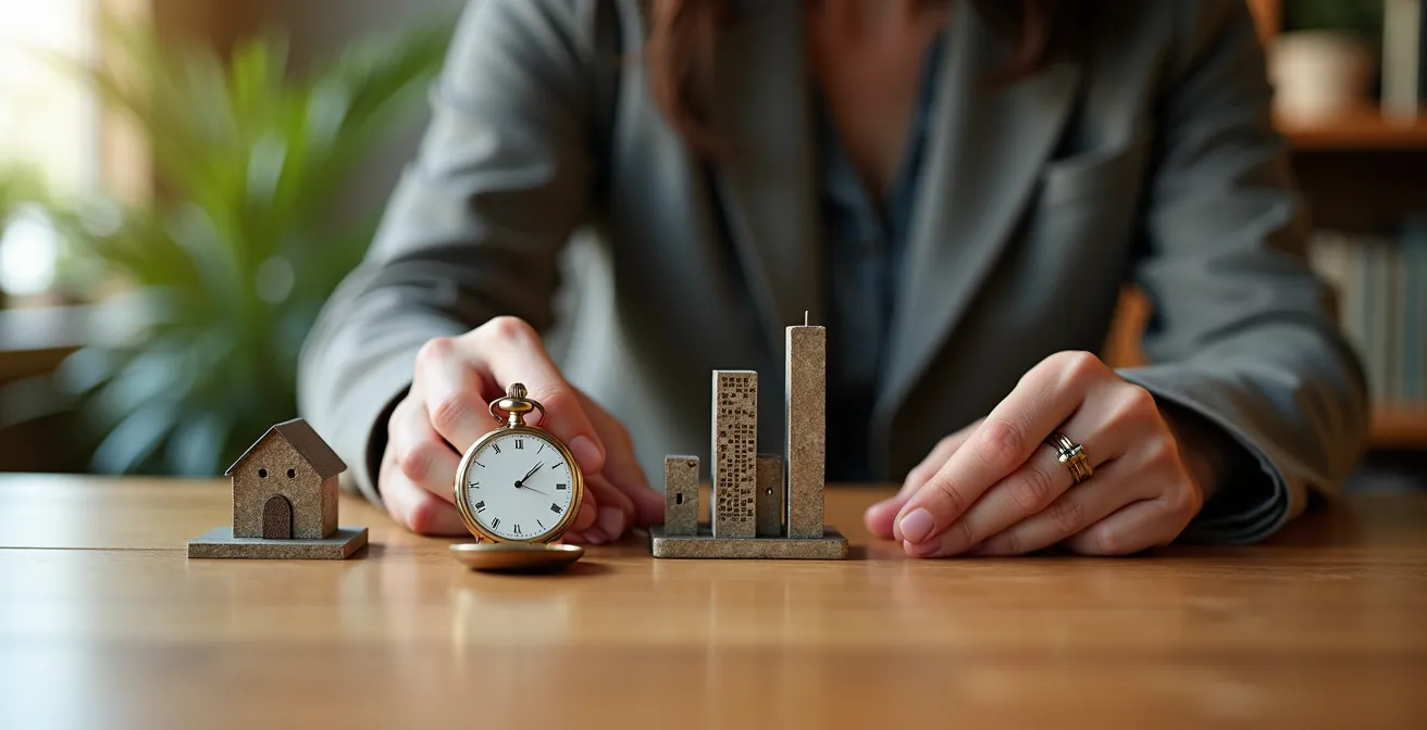 Ausgewogene Portfolio-Allokation mit Gold, Aktien und Immobilienfonds für verschiedene Lebensphasen