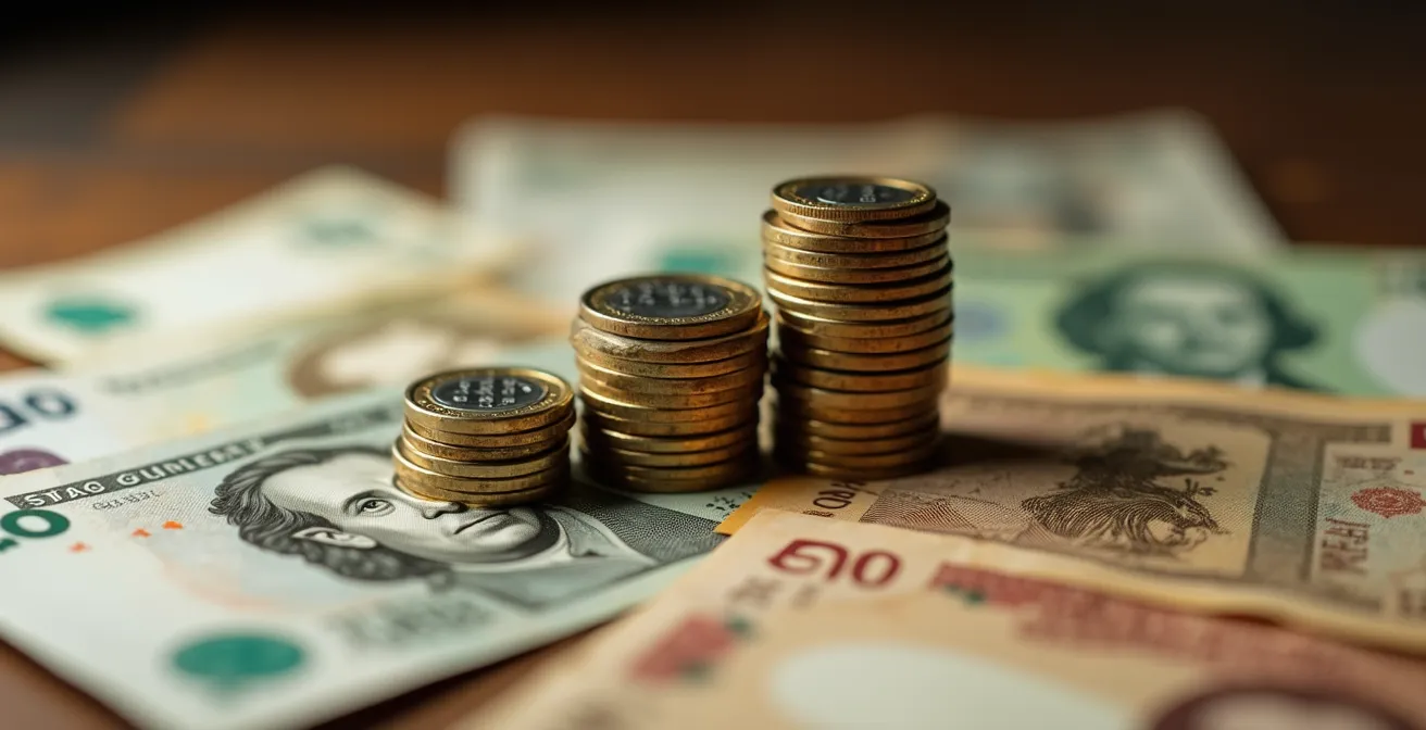 Makroaufnahme von Schweizer Franken und historischen Mietverträgen, die die Erosion des Wertes symbolisieren