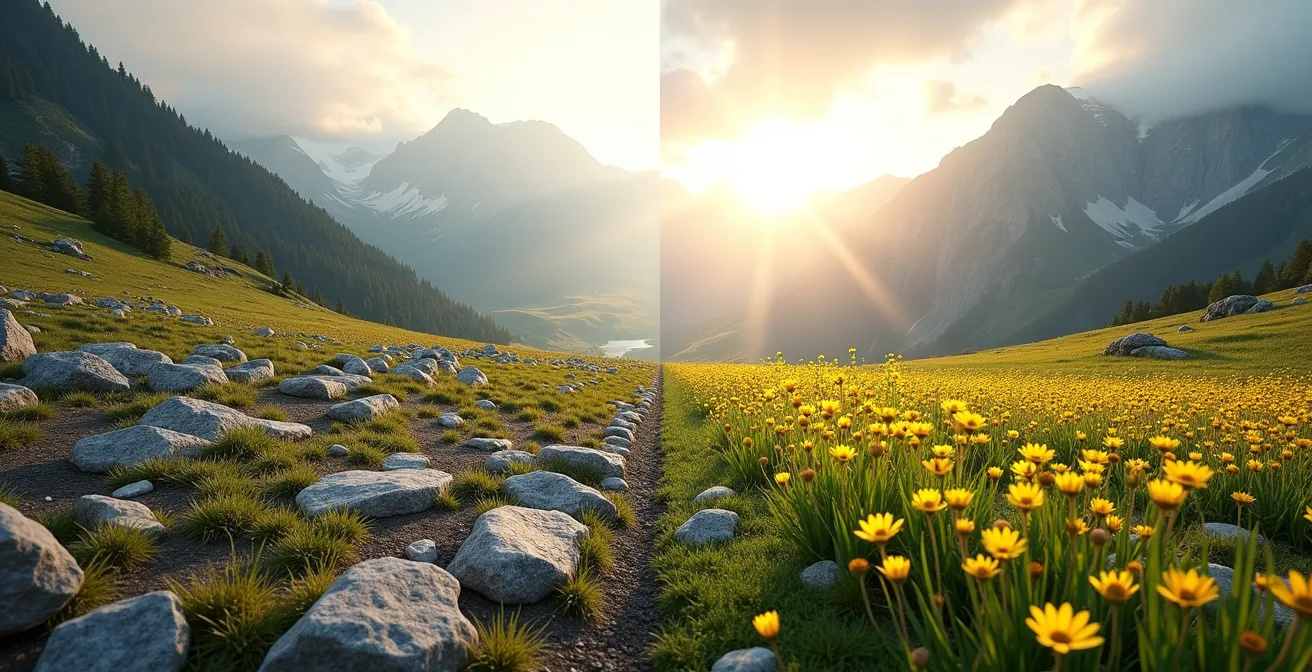 Divergierende Wachstumskurven zeigen den Renditeunterschied zwischen Versicherung und ETF über 30 Jahre