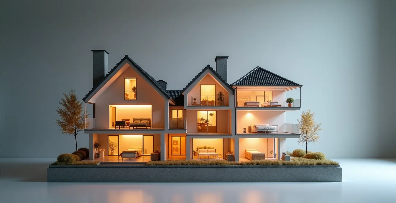 Querschnitt eines Hauses zeigt optimale Sanierungsreihenfolge