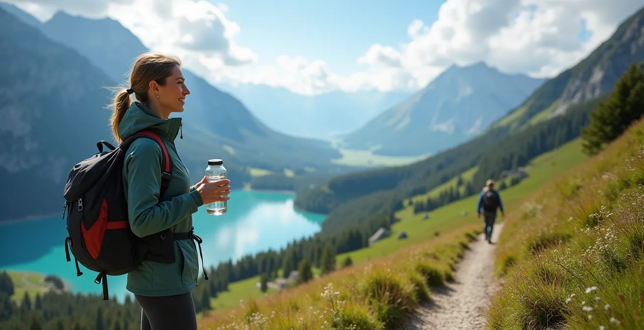 Person geniesst kostenlose Schweizer Freizeitaktivitäten beim Wandern