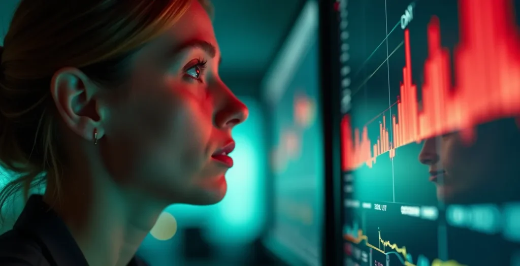 Visuelles Dashboard für Marktstimmung in der Schweiz, das die konzentrierte Analyse eines Finanzexperten zeigt Visuelles Dashboard für Marktstimmung in der Schweiz, das die konzentrierte Analyse eines Finanzexperten zeigt